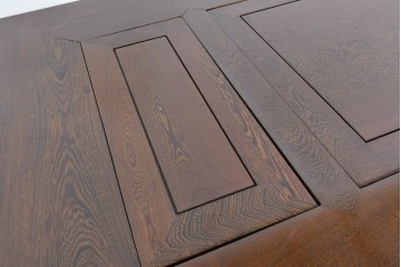 中古　美品　鉄刀木(タガヤサン)材　重厚な木目を楽しむ和モダンな囲炉裏テーブルと椅子4脚のセット　(R-089720)