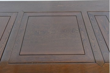 中古　美品　鉄刀木(タガヤサン)材　重厚な木目を楽しむ和モダンな囲炉裏テーブルと椅子4脚のセット　(R-089720)