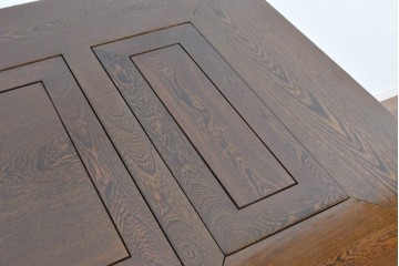 中古　美品　鉄刀木(タガヤサン)材　重厚な木目を楽しむ和モダンな囲炉裏テーブルと椅子4脚のセット　(R-089720)