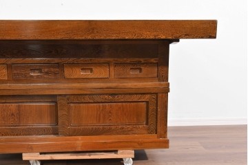 中古　美品　鉄刀木(タガヤサン)材　重厚な木目を楽しむ和モダンな囲炉裏テーブルと椅子4脚のセット　(R-089720)