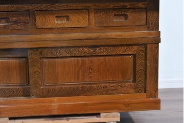 中古　美品　鉄刀木(タガヤサン)材　重厚な木目を楽しむ和モダンな囲炉裏テーブルと椅子4脚のセット　(R-089720)
