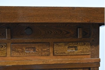 中古　美品　鉄刀木(タガヤサン)材　重厚な木目を楽しむ和モダンな囲炉裏テーブルと椅子4脚のセット　(R-089720)