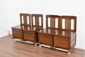 中古　美品　鉄刀木(タガヤサン)材　重厚な木目を楽しむ和モダンな囲炉裏テーブルと椅子4脚のセット　(R-089720)