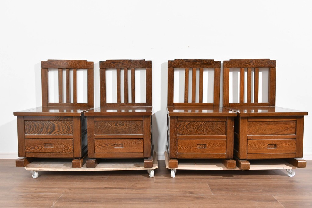 中古　美品　鉄刀木(タガヤサン)材　重厚な木目を楽しむ和モダンな囲炉裏テーブルと椅子4脚のセット　(R-089720)