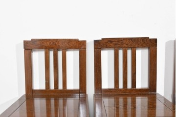 中古　美品　鉄刀木(タガヤサン)材　重厚な木目を楽しむ和モダンな囲炉裏テーブルと椅子4脚のセット　(R-089720)