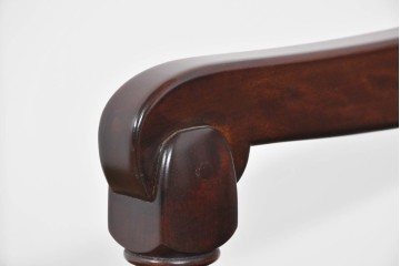 中古　美品　松本民芸家具　挽物の意匠が上品な3人掛けD型布張りイス　(R-089725)