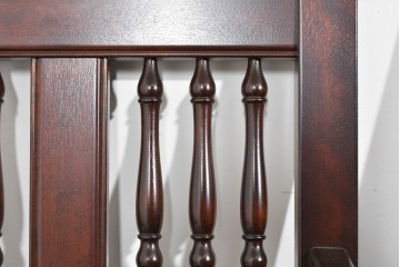 中古　美品　松本民芸家具　挽物の意匠が美しい1人掛けD型布張りイス2脚セット　(R-089726)