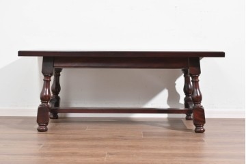 中古　美品　松本民芸家具　重厚な挽物脚が目を引くC型センターテーブル　(R-089733)