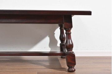 中古　美品　松本民芸家具　重厚な挽物脚が目を引くC型センターテーブル　(R-089733)