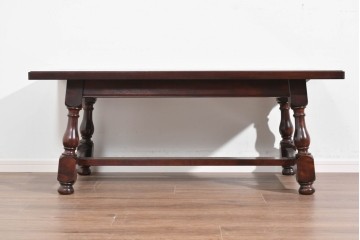 中古　美品　松本民芸家具　重厚な挽物脚が目を引くC型センターテーブル　(R-089733)