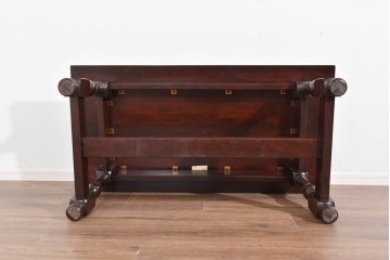 中古　美品　松本民芸家具　重厚な挽物脚が目を引くC型センターテーブル　(R-089733)