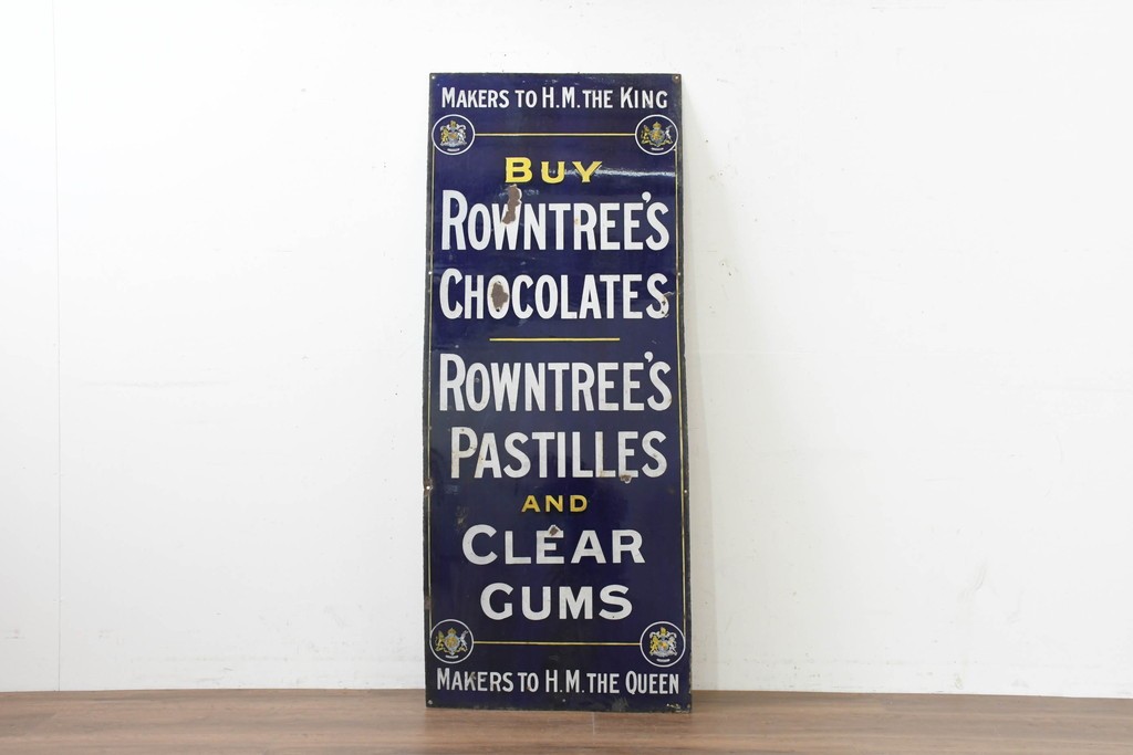 イギリスアンティーク　Rowntree's(ラウントリーズ)　英国菓子メーカーのクラシックな広告ホーロー看板　(R-089744)