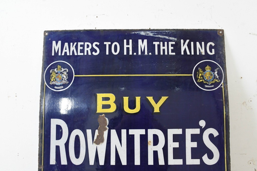 イギリスアンティーク　Rowntree's(ラウントリーズ)　英国菓子メーカーのクラシックな広告ホーロー看板　(R-089744)