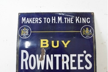イギリスアンティーク　Rowntree's(ラウントリーズ)　英国菓子メーカーのクラシックな広告ホーロー看板　(R-089744)