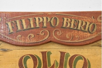 イタリアヴィンテージ　1950年から1970年頃　著名工房ペイント作品　Filippo Berio(フィリッポ・ベリオ)のレトロなペイント看板　(R-089747)