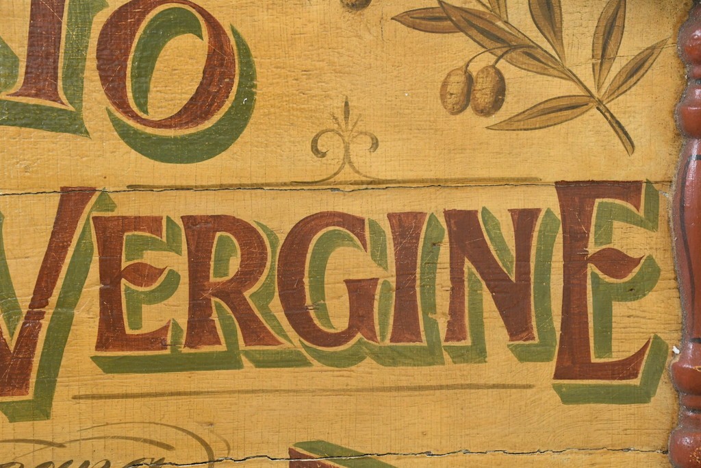 イタリアヴィンテージ　1950年から1970年頃　著名工房ペイント作品　Filippo Berio(フィリッポ・ベリオ)のレトロなペイント看板　(R-089747)
