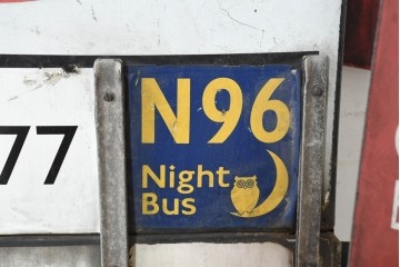 イギリスヴィンテージ　1950年から1970年頃　ロンドン交通局　ラウンデル(Roundel)　BUS STOP(バスストップ)　レトロな魅力あふれるバス停看板　(R-089757)