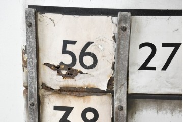イギリスヴィンテージ　1950年から1970年頃　ロンドン交通局　ラウンデル(Roundel)　BUS STOP(バスストップ)　レトロな魅力あふれるバス停看板　(R-089757)