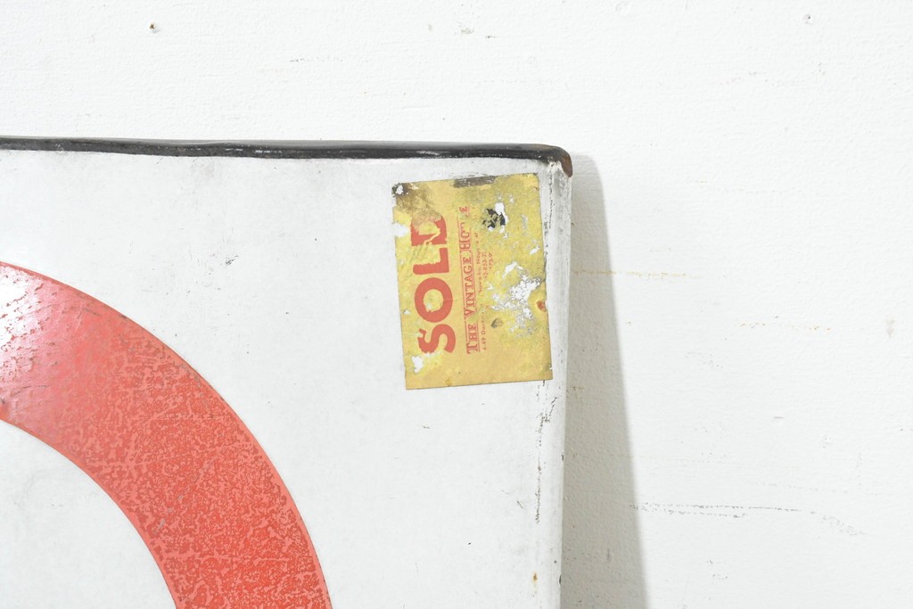 イギリスヴィンテージ　1950年から1970年頃　ロンドン交通局　ラウンデル(Roundel)　BUS STOP(バスストップ)　レトロな魅力あふれるバス停看板　(R-089757)