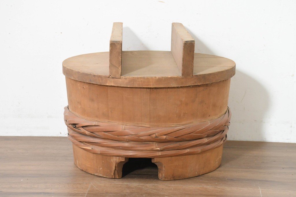 和製ヴィンテージ　特大　竹を巡らせた趣深いおひつ　(R-089772)