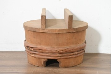 和製ヴィンテージ　特大　竹を巡らせた趣深いおひつ　(R-089772)
