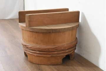 和製ヴィンテージ　特大　竹を巡らせた趣深いおひつ　(R-089772)