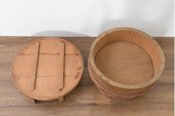 和製ヴィンテージ　特大　竹を巡らせた趣深いおひつ　(R-089772)