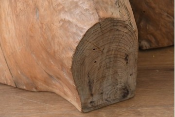 和製ヴィンテージ　昭和中期　自然木　存在感のある銅落とし付きくり抜き火鉢　(R-089773)