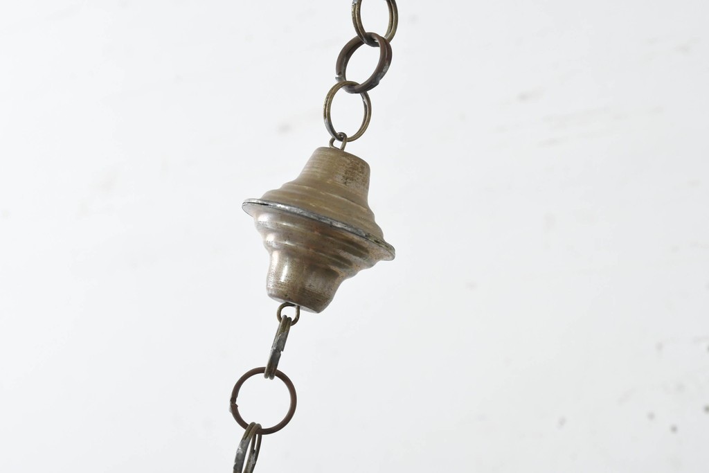アジアンヴィンテージ　インド　高級工芸品　真鍮　宝石象嵌風の装飾が異国の宮殿を思わせる大型のランタン型ペンダントライト　(R-089789)