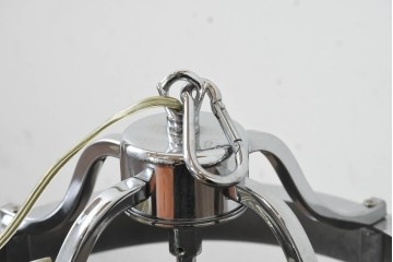 中古　美品　大型　クロムメッキ　ランタン風デザインのキャンドル型ペンダントライト　(R-089790)
