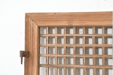 中国アンティーク建具　1900年頃　李朝風建具　均整の取れた格子意匠が魅力の窓2枚(1対)セット　(R-089795)