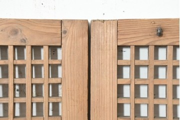 中国アンティーク建具　1900年頃　李朝風建具　均整の取れた格子意匠が魅力の窓2枚(1対)セット　(R-089795)