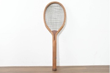 イギリスアンティーク　G&T LONDON　全長140cm　特大サイズの木製ラケット型ディスプレイ　(R-089798)