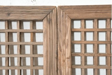 中国アンティーク建具　1900年頃　李朝風建具　均整の取れた格子意匠が魅力の窓2枚(1対)セット　(R-089806)