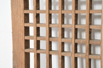 中国アンティーク建具　1900年頃　李朝風建具　均整の取れた格子意匠が魅力の窓2枚(1対)セット　(R-089806)