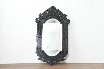 中古　美品　イタリアンデザイン　華やかな装飾が目を引くウォールミラー　(R-089807)