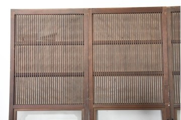 アンティーク建具　昭和初期から昭和中期　幅狭サイズの裏障子付き格子戸4枚セット　(R-089809)
