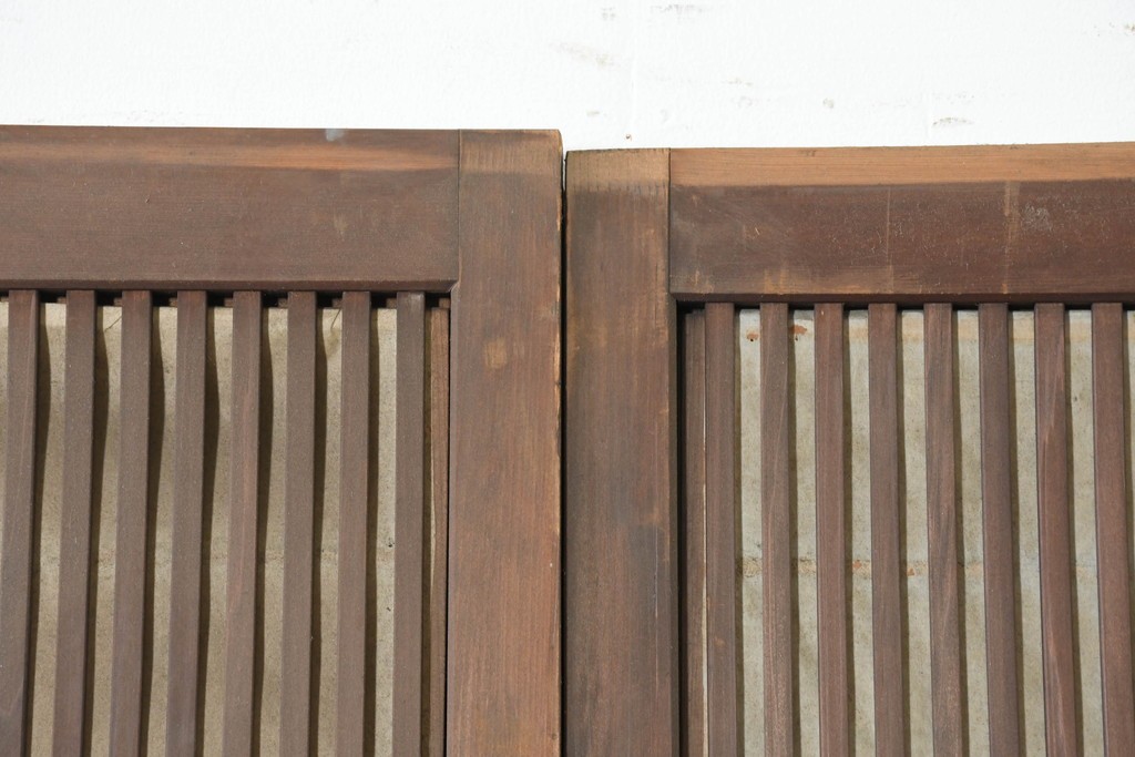 アンティーク建具　昭和初期から昭和中期　幅狭サイズの裏障子付き格子戸4枚セット　(R-089809)