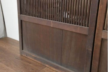 アンティーク建具　昭和初期から昭和中期　幅狭サイズの裏障子付き格子戸4枚セット　(R-089809)