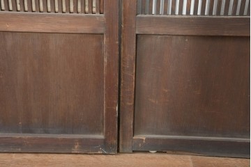 アンティーク建具　昭和初期から昭和中期　幅狭サイズの裏障子付き格子戸4枚セット　(R-089809)