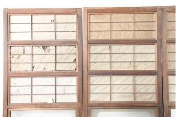 アンティーク建具　昭和初期から昭和中期　幅狭サイズの裏障子付き格子戸4枚セット　(R-089809)