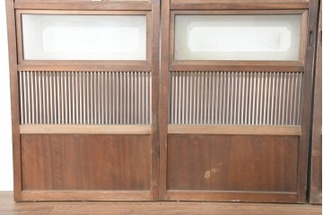 アンティーク建具　昭和初期から昭和中期　幅狭サイズの裏障子付き格子戸4枚セット　(R-089809)