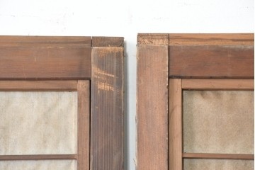 アンティーク建具　昭和初期から昭和中期　幅狭サイズの裏障子付き格子戸4枚セット　(R-089809)