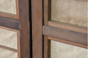 アンティーク建具　昭和初期から昭和中期　幅狭サイズの裏障子付き格子戸4枚セット　(R-089809)