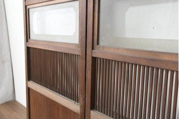 アンティーク建具　昭和初期から昭和中期　幅狭サイズの裏障子付き格子戸4枚セット　(R-089809)