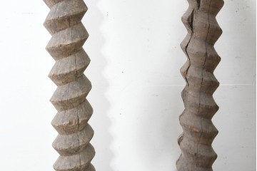 イギリスアンティーク　大型オブジェ　ワインプレス用?　木製スクリューシャフト4本セット　(R-089810)