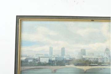 【簡易リペア限定品】　イギリスヴィンテージ　特大‼　肉筆油彩画　セント・ポール大聖堂が描かれたインテリアアート　(R-089814)