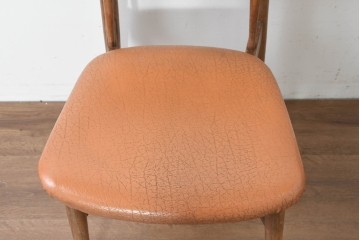 和製ヴィンテージ　1960年から1970年頃　ビニールレザー　レトロなデザインのダイニングチェア3脚セット　(R-089815)