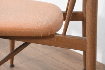 和製ヴィンテージ　1960年から1970年頃　ビニールレザー　レトロなデザインのダイニングチェア3脚セット　(R-089815)