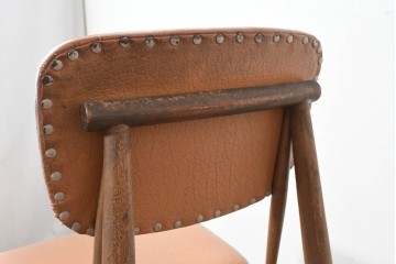 和製ヴィンテージ　1960年から1970年頃　ビニールレザー　レトロなデザインのダイニングチェア3脚セット　(R-089815)
